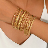 Ensemble de bracelets manchette Hiphop électroplaqués en alliage, multi-couches, à maille ouverte, à facettes, style européen et américain, best-seller