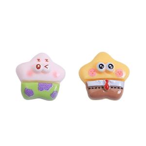 Mini stella marina rosa Kawaii spugna gialla cartone animato resina Nail Art fai da te decorazione Clip per capelli - Product Image 6