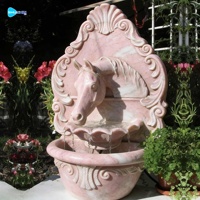 Fontaine murale en marbre sculptée à la main en forme de tête de cheval pour la décoration de jardin, fournisseur d'usine, à vendre
