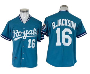 Venta al por Mayor de Camisetas de Béisbol Retro con Costuras Decorativas, 16 Bo Jackson, 9 Jackson, 21 <span class=keywords><strong>Clemente</strong></span>, 27 Guerrero, 99 Vaughn, 51 Johnson - Product Image 5