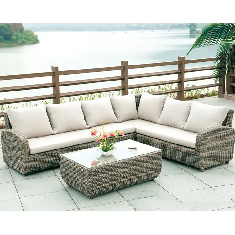 YOHO Modern Design Comfortable 5PCS Patio Garden Wicker Rattan Sofa Set Luxury Living Room Furniture with Cushions-Hot Sale