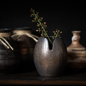 Stoneware Retro Handmade Special-shaped Desktop Ceramic Hydroponic Mini Flower <strong>Vase</strong> Decoration Dried Flower Inserting <strong>Small</strong> <strong>Vase</strong> - Product Image 3