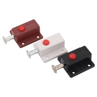 Loquet de sécurité à ressort en plastique ABS marron pour meubles, armoires, tiroirs, portes, avec bouton à ressort
