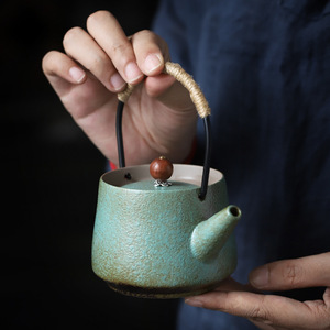 Hut Qu <b>Tea</b> <b>Pot</b> <b>Set</b> Ceramic Teapot With Stove Candle Heating Kung Fu <b>Tea</b> <b>Set</b> For Outdoor Use Bluestone Glaze - Product Image 3