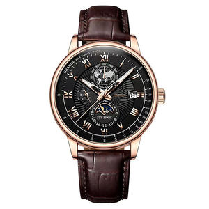 Nouvelle montre pour homme élégante à trois yeux ciel étoilé lune calendrier bracelet en cuir montre-bracelet - Product Image 2