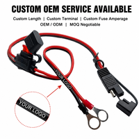 2 Pin 14AWG SAE O-Ring Terminal Wiring Harness 10A 20A Fuse Kabel Ekstensi Baterai PVC Konduktor Tembaga Murni 600MM Otomotif