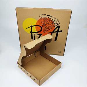 Boîte à pizza en carton ondulé en cuir de vachette marron, nouveau modèle, matériau biodégradable, emballage jetable pour pizza à emporter - Product Image 2