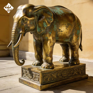 Estatua de Elefante de Bronce Dorado Personalizada, Escultura de Cobre Fundido a Tamaño Real para Decoración de Exteriores de Hoteles y Villas - Product Image 1