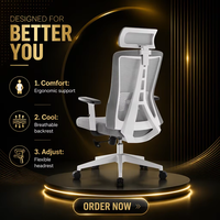 Chaise de bureau ergonomique en maille, réglable en hauteur, avec appui-tête pivotant et dossier respirant – Vente en gros usine