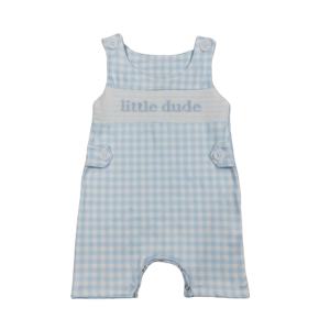 Combinaison décontractée pour bébé fille RTS Little Dude, bleu ciel à carreaux, sans manches, avec fermeture éclair cachée, en coton et élasthanne, pour nouveau-né, ODM - Product Image 1
