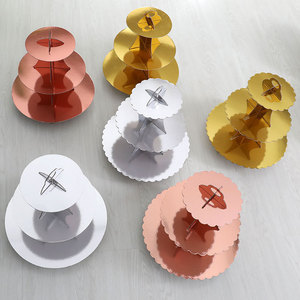 Pure Color Dessert Table Three-Layer Lace <strong>Cake</strong> <strong>Stand</strong> - Product Image 3