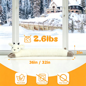 Bouchon de <span class=keywords><strong>porte</strong></span> anti-courant d'air en peluche en forme de mouton, lesté, pour l'hiver, bloqueur de bruit et de courant d'air - Product Image 2