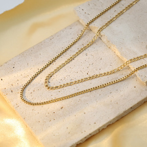 Layered <b>Titanium</b> Steel Necklace 18k Gold Plated Women's Fashion Jewelry Multi Strand <b>Chain</b> Necklaces for Daily Wear - Product Image 4