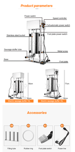 Machine de remplissage de saucisses sous vide électrique en acier inoxydable 15L nouvelle condition pompe à viande noyau de moteur usines d'hôtels - Product Image 2