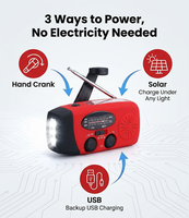 Radio météo d'urgence pour coupures de courant, panne de courant à domicile, 2000 mAh, solaire, manivelle, alarme SOS, lampe torche 3 LED