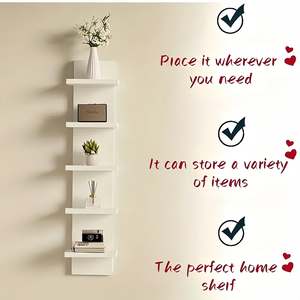 5 Tier Vintage <strong>Wood</strong> Floating Shelves Unit Modern Column Design Heavy Duty Wall Mount <strong>Shelving</strong> for Bedrooms <strong>Bathrooms</strong> Spice - Product Image 1