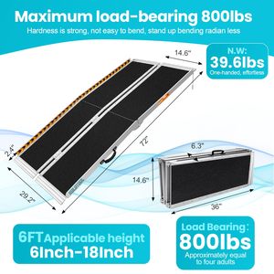 Đường dốc xe lăn bằng nhôm 6ft với bề mặt chống trượt cho các bước nhà bị khuyết tật - Product Image 2