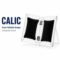 Présentoir à montres pliable en acrylique à 2 emplacements avec coussinets en velours transparent articulés pour salon professionnel OEM CALIC