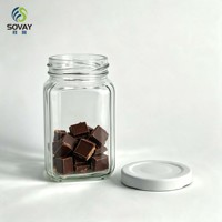 200ml Grosir Stoples Kaca Persegi Sisi Lurus Polos dengan Logo Kustom, Pot Kaca Mulut Berulir untuk Pengemasan Makanan Gourmet