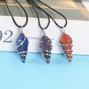 Pendentif en cristal de guérison en gros, pendentif conique en pierre semi-précieuse naturelle à facettes pour bijoux - Product Image 4