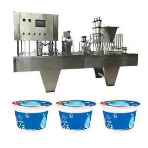 Automático líquido agua miel leche yogur gelatina papel plástico K taza pistón llenado y sellado equipo máquina de embalaje crema