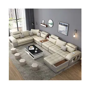 Customizable Factory Provided Living Room möbel Sofa Set / Fabric U geformt Sectional Sofa Set 7 sitzer Music Usb Function