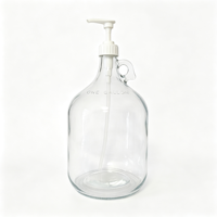 Bouteille en verre réutilisable de 4 litres avec poignée et pompe, distributeur de savon en verre pour la cuisine et la salle de bain