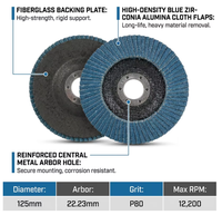 Flap Disc 4.5 Inch Aluminium Oksida Kekerasan Tinggi untuk Penggilingan Logam Penghapusan Cepat