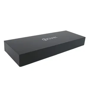 Customized Logo Top And Bottom 2 Pieces Long Rectangular Black Cardboard Keyboard Packaging Box With Paper Sleeve