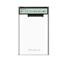 SHUOLE ABS HDD casing 2.5 inci SATA ke USB 3.2 adaptor SSD untuk 1TB 2TB 3TB 4TB Hard Disk Drive kotak HDD penutup dengan tampilan LCD