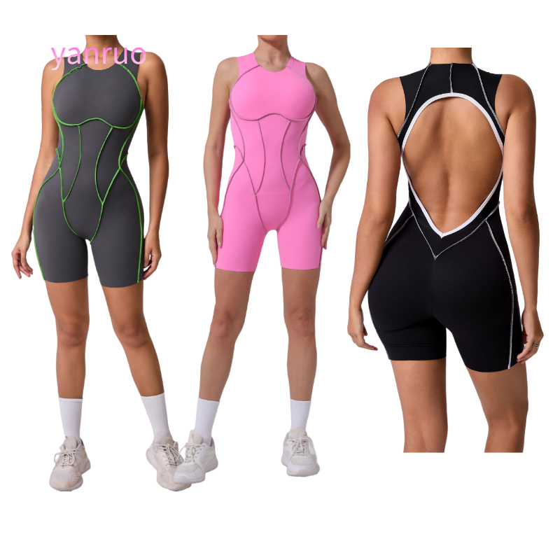 Women's Yoga Bodysuit Jumpsuit Breathable Sweat-Wicking V-neck Spandex/Nylon High Elastic One-Piece Fitness
