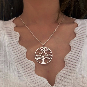 <span class=keywords><strong>Collier</strong></span> personnalisé en acier inoxydable avec arbre de vie et nom, <span class=keywords><strong>collier</strong></span> avec lettre personnalisée pour la Saint-Valentin/Fête <span class=keywords><strong>des</strong></span> Mères, cadeau de bijoux - Product Image 2
