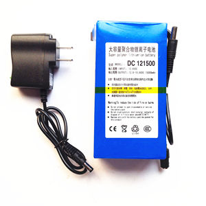 Baterai Polimer Li-ion Isi Ulang DC 12v 15Ah Berkualitas Tinggi dengan Pengisi Daya AC Saklar untuk Kamera CCTV Penguat Wifi - Product Image 1