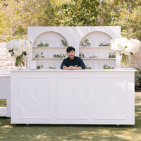 Bar à cocktails moderne personnalisé, station de boissons mobile en bois pour réceptions de mariage et douches nuptiales