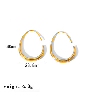 Pendientes de Aro de Acero Inoxidable con Baño de Oro de 18k, Resistentes al Agua y al Deslustre, con Esmalte en Forma de Gota de Agua, Modernos para Mujer, Ideales para Fiestas - Product Image 4