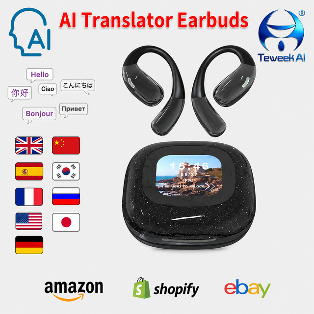 A39 Smart Audio Translator Earbuds 146 Languages Real Time Two Way Voice Wireless Headphones Portable Travel Pro
