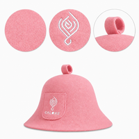 Chapeau de sauna en feutre de laine mérinos 100% pure, réutilisable, motif dessin animé, best-seller, résistant à la chaleur, respirant, couleur unie, épaisseur 3 mm, pour hommes et femmes