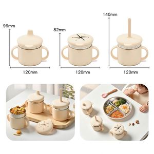Stainless Steel Infant <b>Sippy</b> With <b>Straw</b> Baby Drinking <b>Cup</b> Toddler Kids Mealtime Tableware Custom Logo Wholesale - Product Image 2