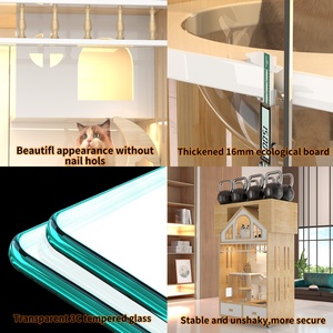 Villa de luxe moderne et personnalisable pour chat d'intérieur, surdimensionnée, respirante, avec motif animalier, armoire intégrée et vitrine complète - Product Image 3