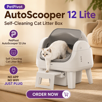 AutoScooper 12 Lite, litière automatique intelligente pour chat, ouverture supérieure, sûre, faible bruit, grande capacité, produit écologique pour animaux de compagnie, pour chats