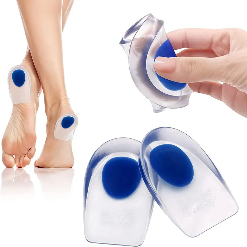 Transparent Silicone Heel Pad Half Size Shock Absorbing Insole Invisible Heightened Heel Cup PU Shoe Insoles