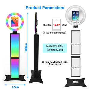 Anneau lumineux LED pour les médias sociaux, photomaton portable sur pied, station pour iPad Air portable de 9,7 à 12,9 pouces - Product Image 5
