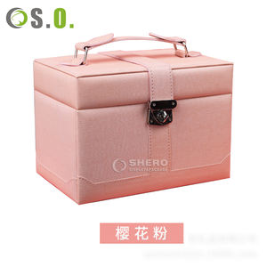 Caja de joyería rosa de cuero PU con logotipo personalizado, caja para anillos, pendientes, pulseras, collares, caja de joyería de lujo con espejo. - Product Image 2