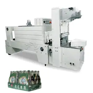 Automatic high speed pe film shrink stretch wrapping packing machine with carton tray for bottled water drink production line