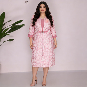 Nouvel ensemble de robe décontractée pour femme, imprimé fantaisie, 2 pièces, grande taille, respirant, longueur genou, avec corsage floral, idéal pour l'église - Product Image 1