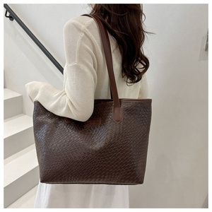 Thời trang công suất lớn dệt mô hình <span class=keywords><strong>Tote</strong></span> Túi PU Dây Kéo đơn giản màu rắn Vai Túi cho phụ nữ túi xách - Product Image 6