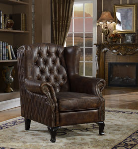 <span class=keywords><strong>Fauteuil</strong></span> à dossier haut en <span class=keywords><strong>cuir</strong></span> véritable, style loft industriel rétro, durable, pour salon - Product Image 1