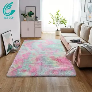 Shaggy Tie-dye Plush Floor Fluffy Faux Fur Mats Rug CarpetFor KIDS Living Room