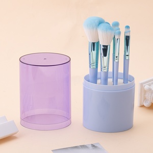 8pcs Wood Handle <b>Makeup</b> Brush Set Vegan Synthetic Hair Cylinder <b>Case</b> Private Label Custom Logo <b>Professional</b> Cosmetic Brush OEM - Product Image 5