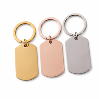Porte-clés personnalisé en acier inoxydable poli, pendentif breloque, plaques métalliques vierges pour gravure laser, vente en gros